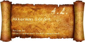 Akkerman Lóránt névjegykártya